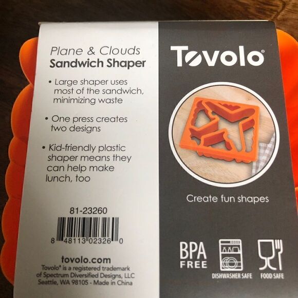 Tovolo Plane & Clouds Sandwich Shaper, Kid-Friendly, Dishwasher Safe-2 shapers - Picture 4 of 5